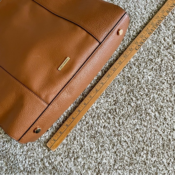 Rebecca Minkoff Caramel Brown Pebbled Leather Tote Bag Purse Black Lining - Picture 3 of 16